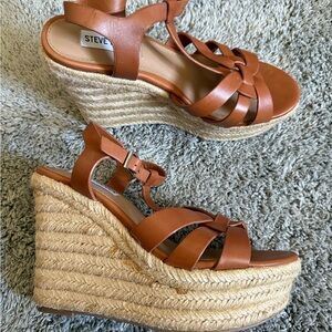 Steve Madden Tan Strappy Wedge Sandals YSL style